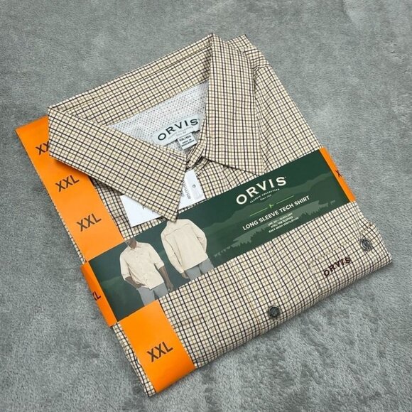 Orvis Mens Long Sleeve Tech Shirt XXL UPF 30+ Quick Dry Roll-Tab Sleeves a0383 - Picture 2 of 7
